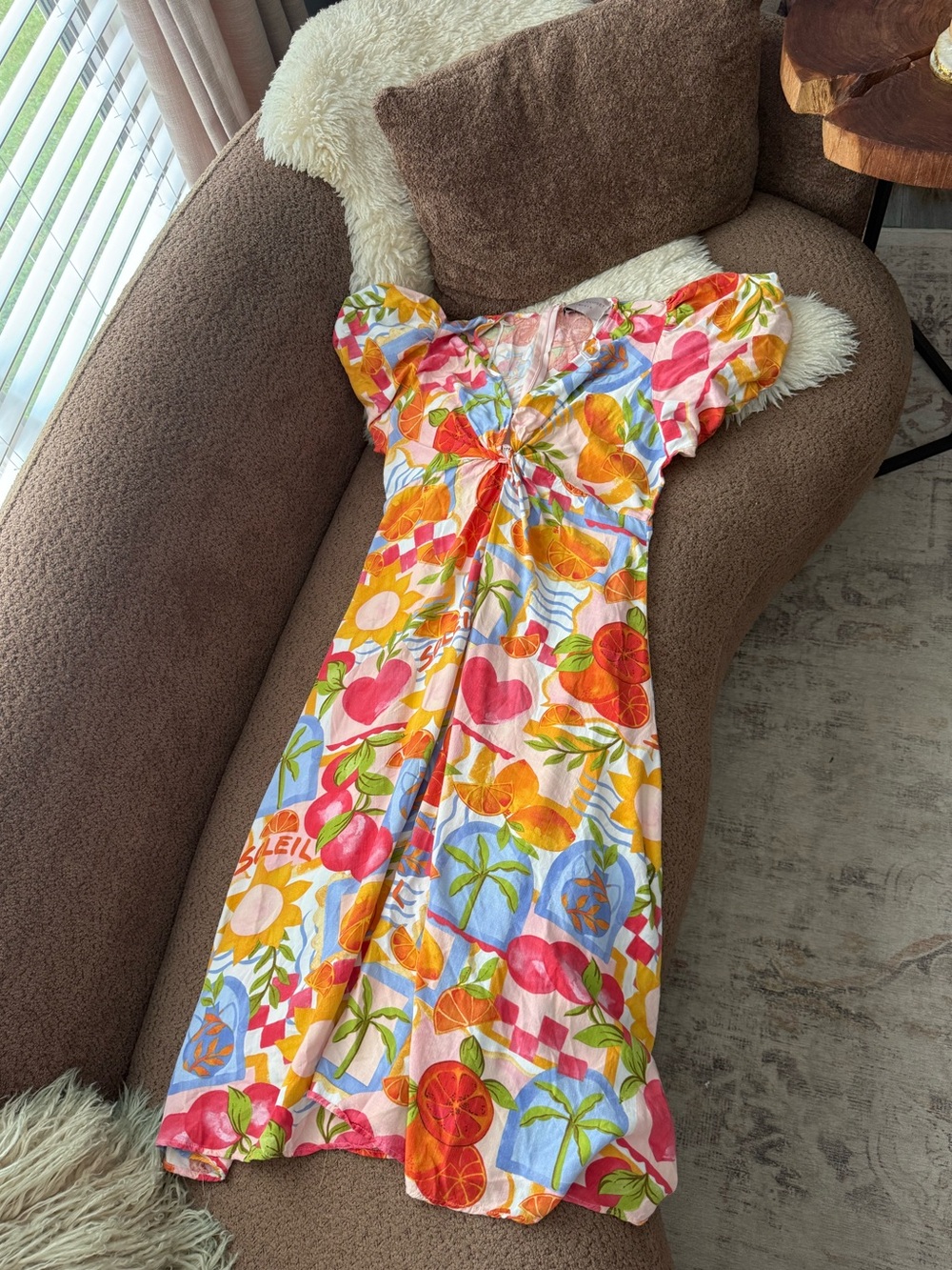 White Closet Elements Twist-Front Puff Sleeve Maxi Dress